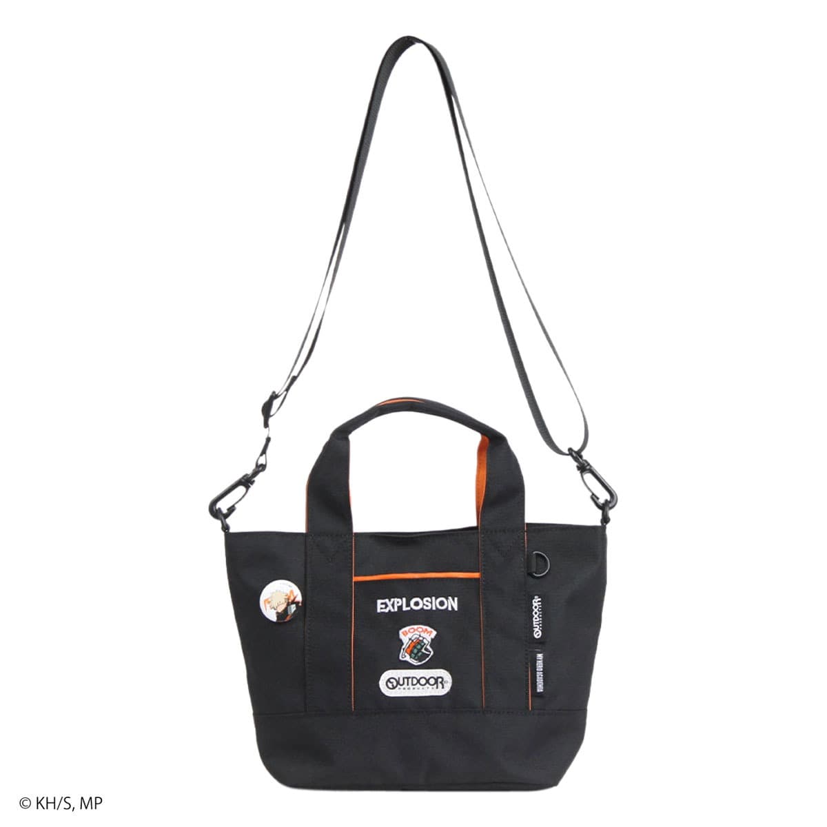 OUTDOOR PRODUCTS アウトドアプロダクツ 僕のヒーローアカデミア コラボ アニメ ヒロアカ HIROAKA トートバッグ ショルダーバッグ 2way 缶バッチ付き 緑谷出久 爆豪勝己 轟焦凍 死柄木弔 メンズ レディース odha03 推し活 肩掛け 斜めがけ オレンジ