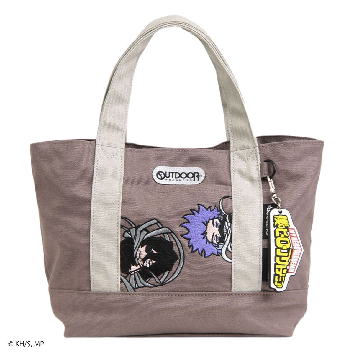 OUTDOOR PRODUCTS アウトドアプロダクツ 僕のヒーローアカデミア コラボ アニメ ヒロアカ HIROAKA トートバッグ キーホルダー付き ミニキャラトート 心操人使 相澤消太 雄英高校 メンズ レディース odha12 コットン 推し活 グレー