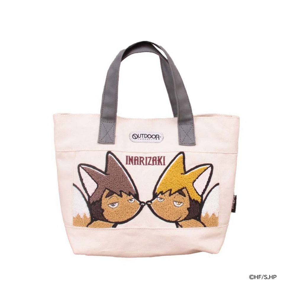 OUTDOOR PRODUCTS アウトドアプロダクツ ハイキュー!! コラボ トートバッグ メンズ レディース ODHQ10~13 ハンドバッグ コットントート 日向 影山 山口 月島 黒尾 孤爪 宮侑 治 木兎 赤葦 烏野 音駒 稲荷崎 高校 アニメ 推し活 ツム・サムキツネ(キナリ)