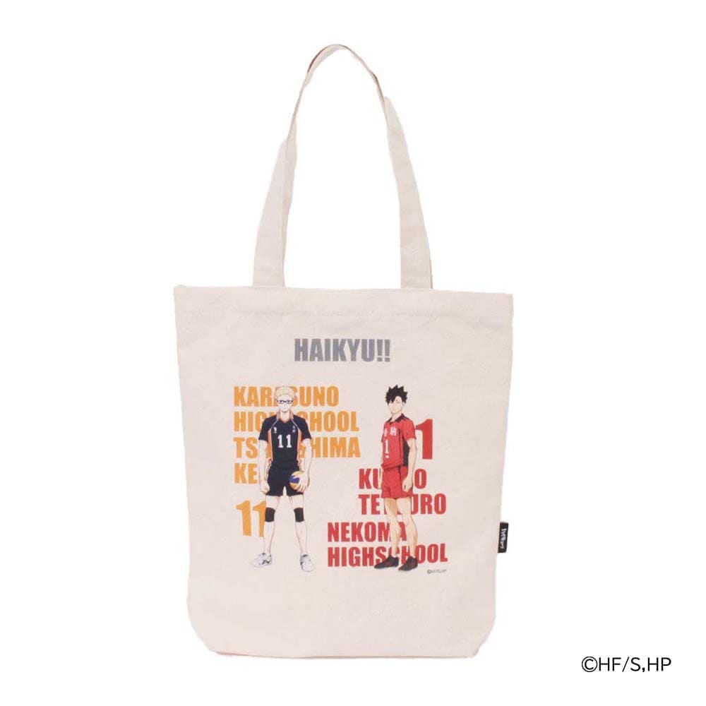 OUTDOOR PRODUCTS アウトドアプロダクツ ハイキュー!! トートバッグ キャンバス プリント A4 メンズ レディース ODHQ20~27 ショルダーバッグ 肩掛け 日向 影山 山口 月島 黒尾 孤爪 岩泉 及川 宮侑 治 烏野高校 音駒高校 稲荷崎高校 ODHQ27/月島・黒尾(キナリ)