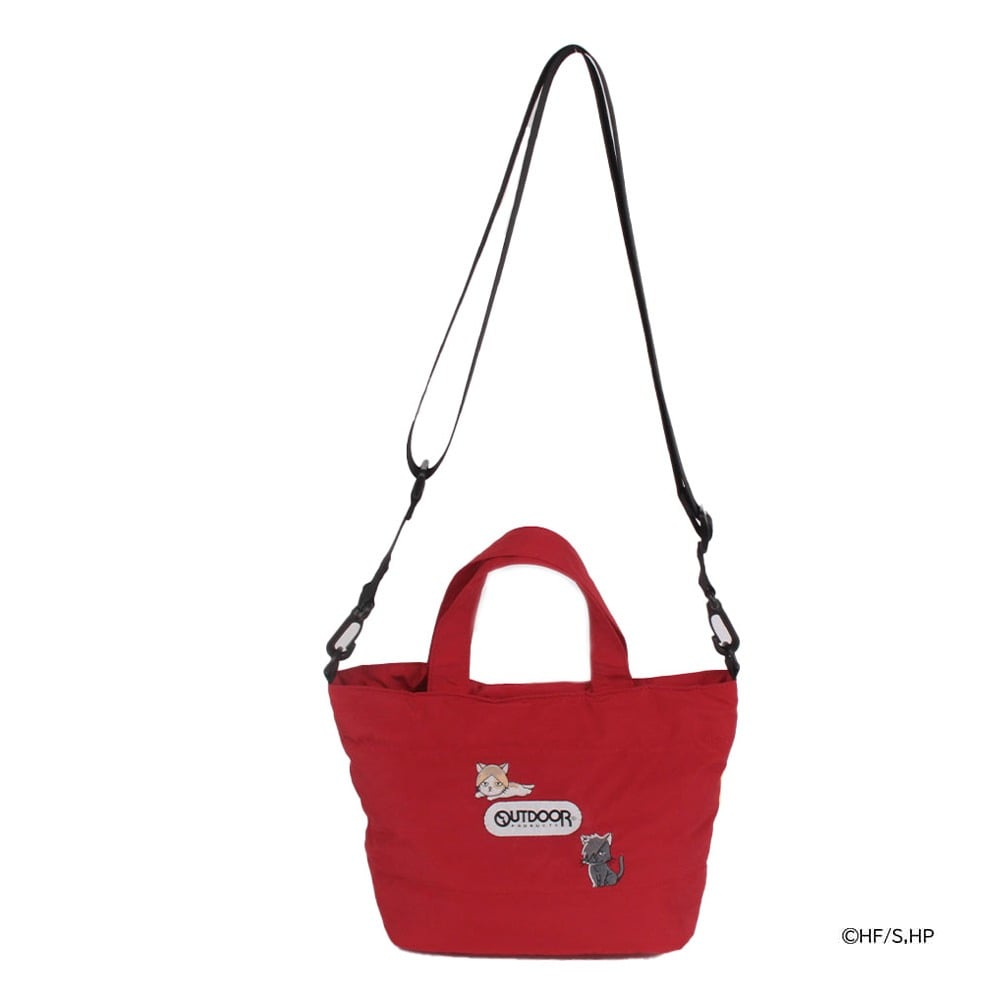 OUTDOOR PRODUCTS アウトドアプロダクツ ハイキュー!! コラボ トートバッグ ショルダーバッグ 2WAY メンズ レディース ODHQ42 ボンディングミニトート ショルダートート 斜め掛け 日向 影山 黒尾 孤爪 宮侑 治 烏野高校 音駒高校 稲荷崎高校 クロオネコ・ケンマネコ(レッド)