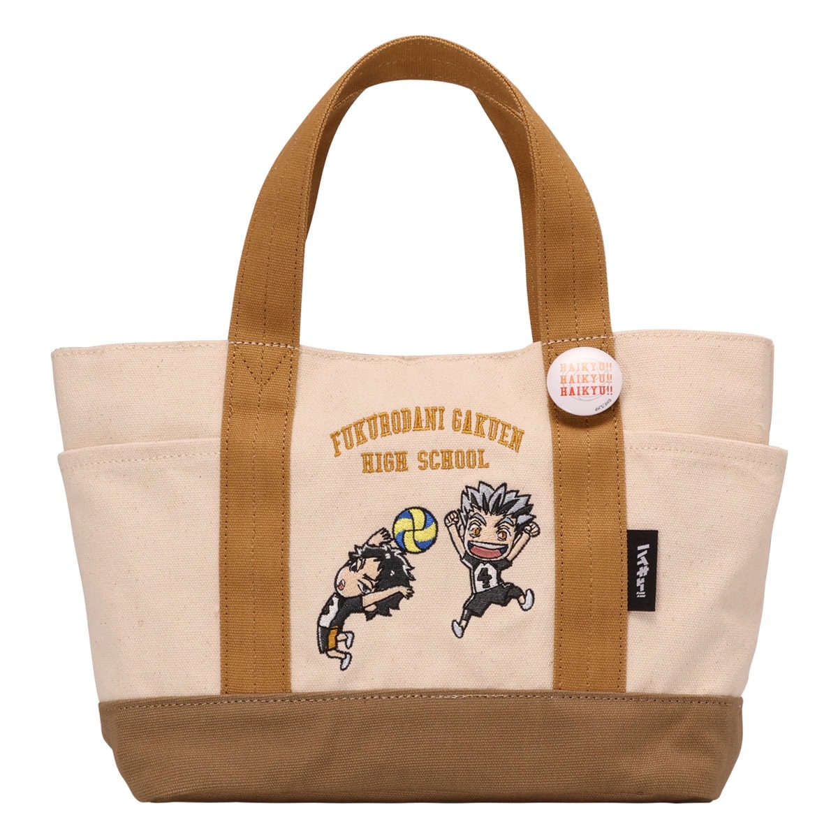 OUTDOOR PRODUCTS アウトドアプロダクツ ハイキュー!! トートバッグ ミニトート メンズ レディース ODHQ90 烏野高校 音駒高校 稲荷崎高校 梟谷学園高校 アニメ 推し活 バレーボール 日向 影山 木兎 赤葦 北 宮 黒尾 孤爪 梟谷学園高校(ベージュ)
