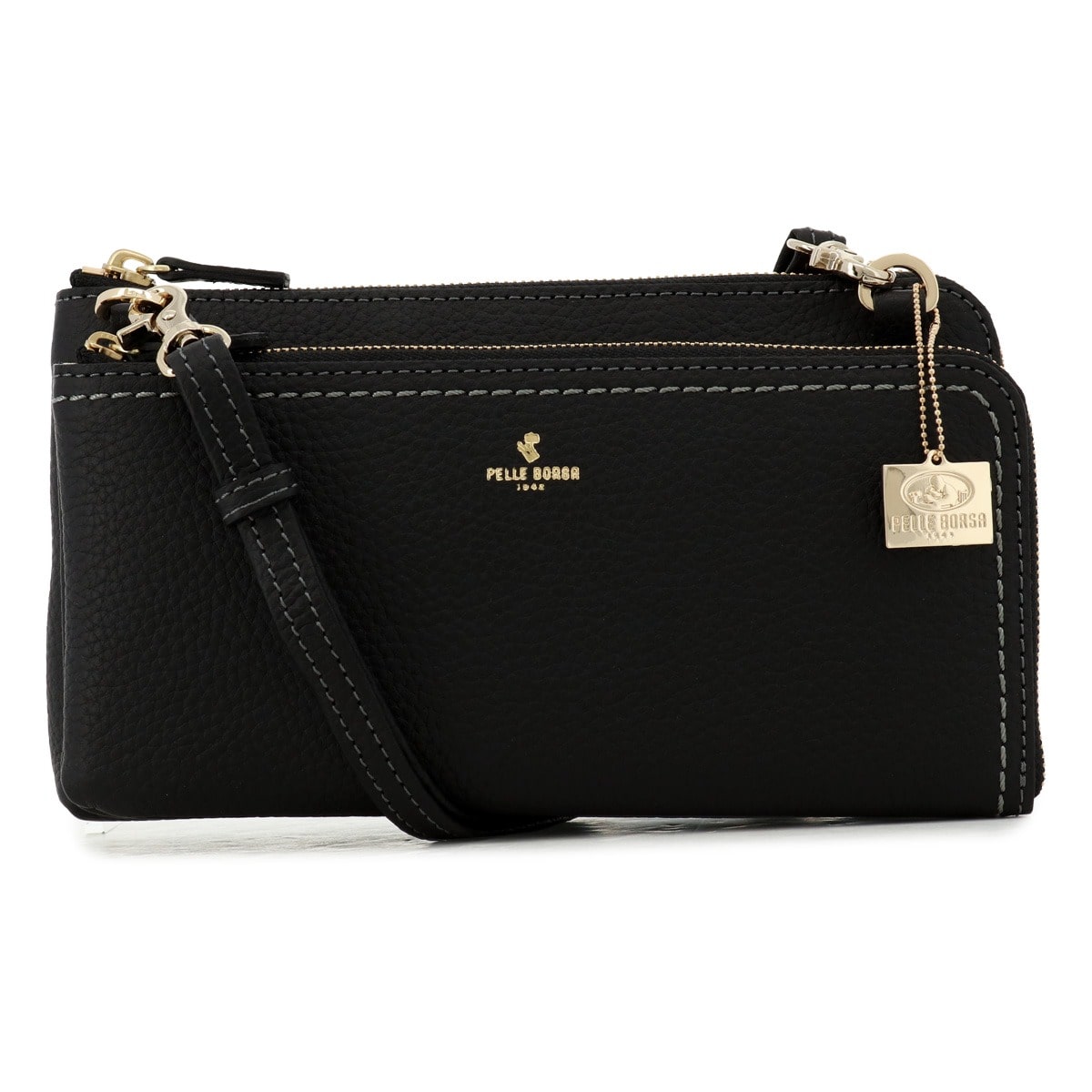 PELLE BORSA ペレボルサ ショルダーバッグ 2WAY 本革 レディース 4704 レネット クラッチバッグ 冠婚葬祭 お呼ばれ 上品 レザー 牛革 お財布ショルダー ウォレットショルダー 横型 ブラック