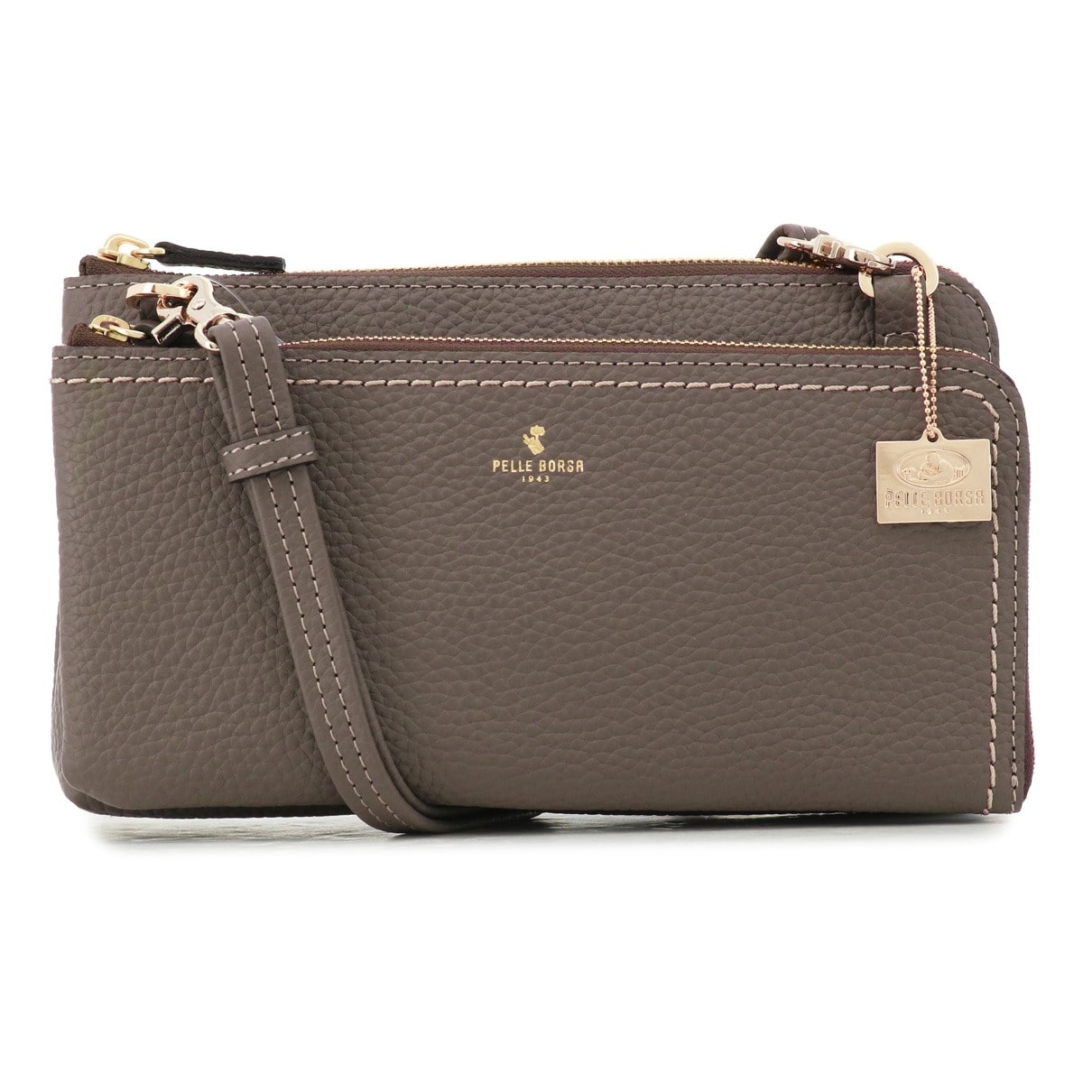 PELLE BORSA ペレボルサ ショルダーバッグ 2WAY 本革 レディース 4704 レネット クラッチバッグ 冠婚葬祭 お呼ばれ 上品 レザー 牛革 お財布ショルダー ウォレットショルダー 横型 トープ