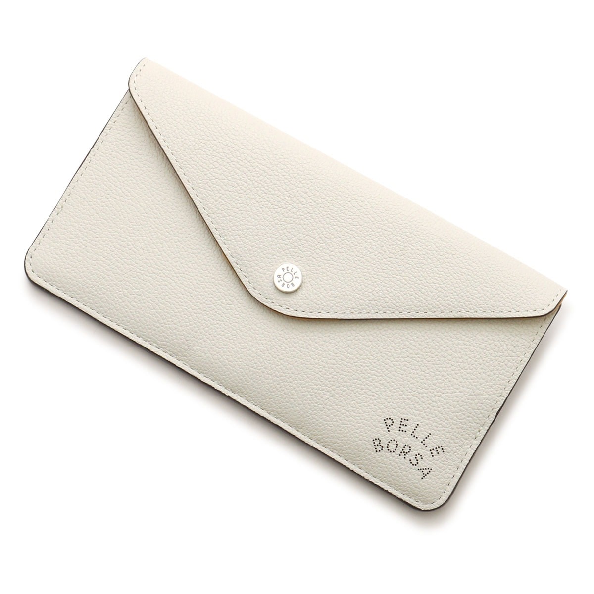 PELLE BORSA ペレボルサ 長財布 かぶせ レディース 7201 ベリーグッズ 薄い 薄マチ コンパクト レター型 アイボリー