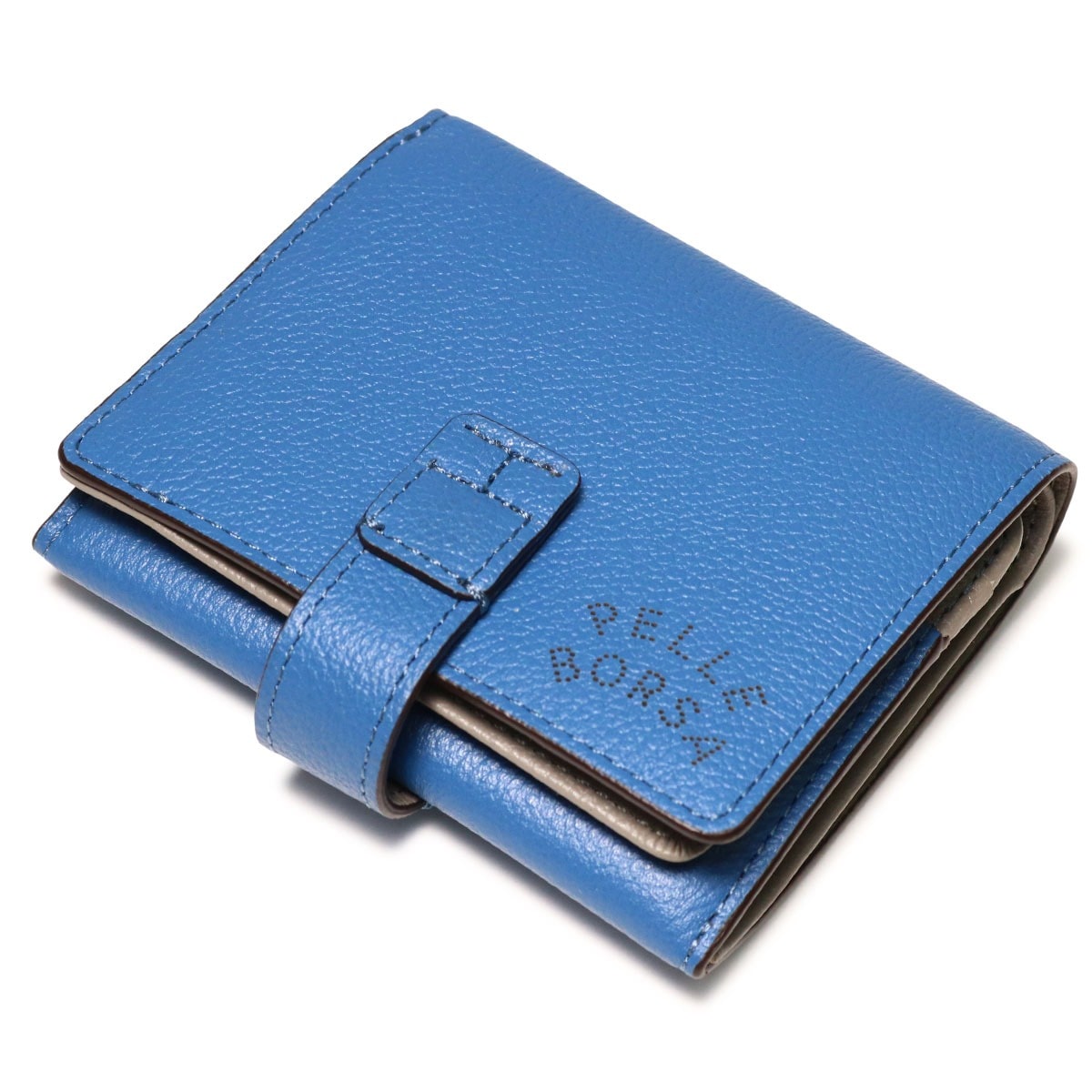 PELLE BORSA ペレボルサ 財布 二つ折り ミニ財布 二つ折り財布 レディース 7202 ベリーグッズ コンパクト 小さめ ブルー