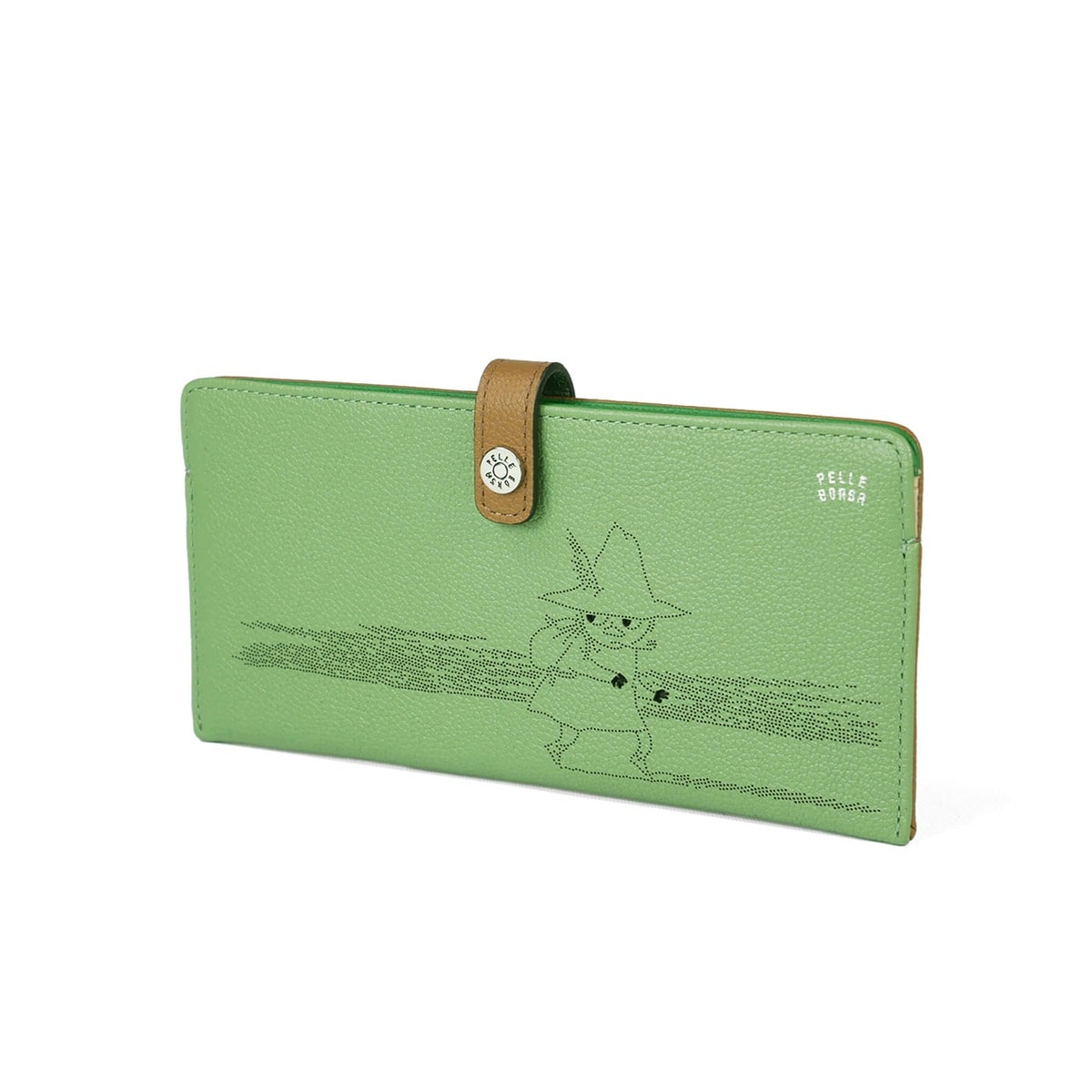 PELLE BORSA ペレボルサ ムーミン 長財布 本革 スナフキン リトルミイ 薄い薄型 スリムウォレット かわいい キャラクター 大人 レディース 2005 Moomin Dot パンチング スナフキン(グリーン)