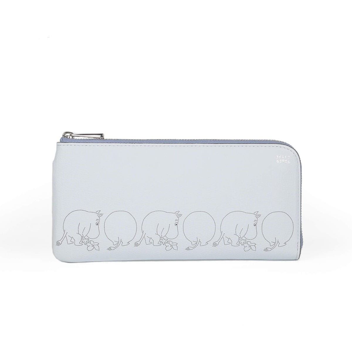 PELLE BORSA ペレボルサ ムーミン 長財布 本革 L字ファスナー スナフキン リトルミイ かわいい キャラクター 大人 レディース 2006 Moomin Dot パンチング ムーミントロール(ライトブルー)