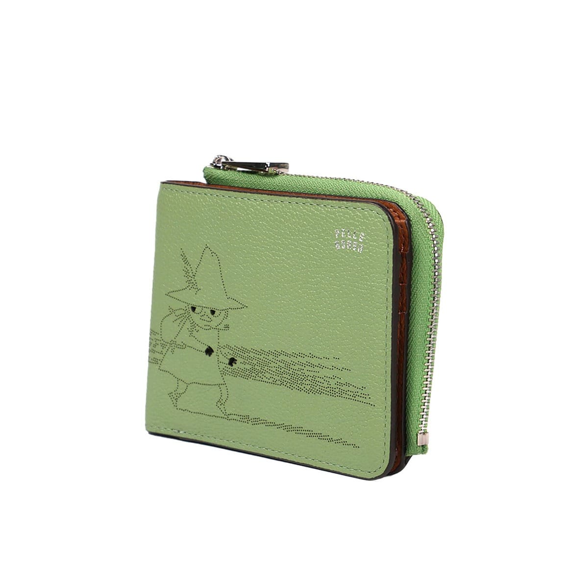 PELLE BORSA ペレボルサ ムーミン 財布 二つ折り 本革 スナフキン リトルミイ かわいい キャラクター 大人 レディース 2007 Moomin Dot 二つ折り財布 ミニ財布 コンパクト 薄型 薄い パンチング スナフキン(グリーン)