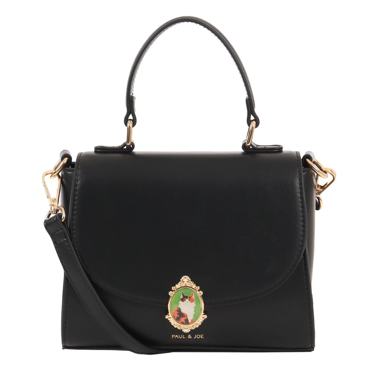 PAUL&JOE ACCESSOIRES ポールアンドジョーアクセソワ ハンドバッグ トートバッグ キャットブローチ レディース PJA-B1176 ショルダーバッグ 猫 ねこ ブラック