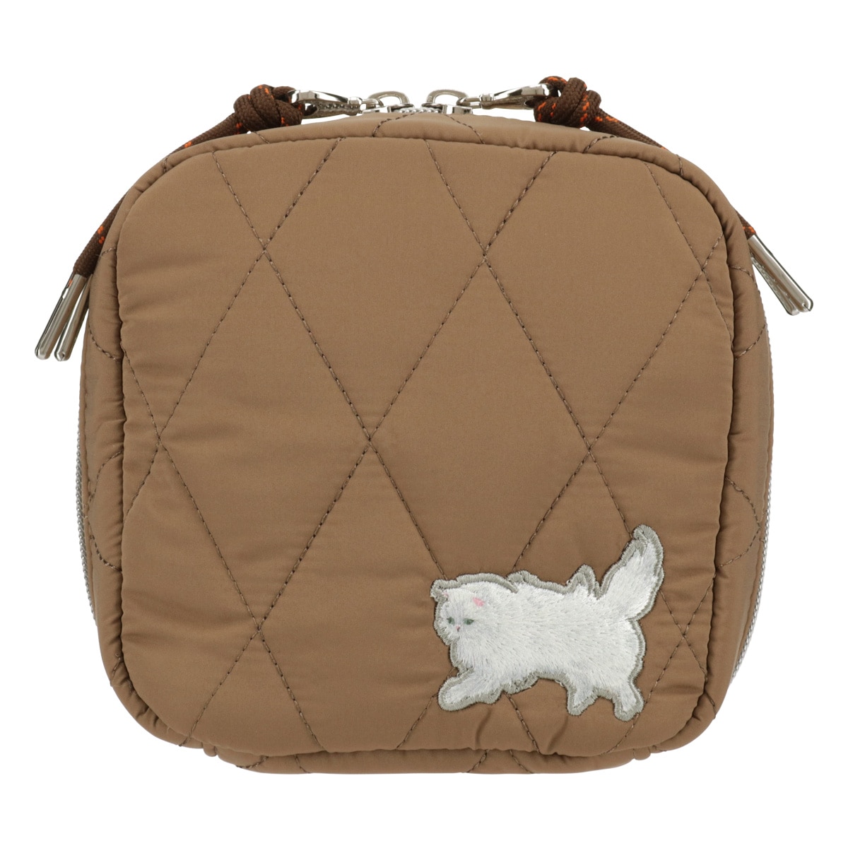 PAUL&JOE ACCESSOIRES ポールアンドジョーアクセソワ スクエアポーチ レディース キルティング PJA-P1091 猫 ワッペン 刺繍 ベージュ