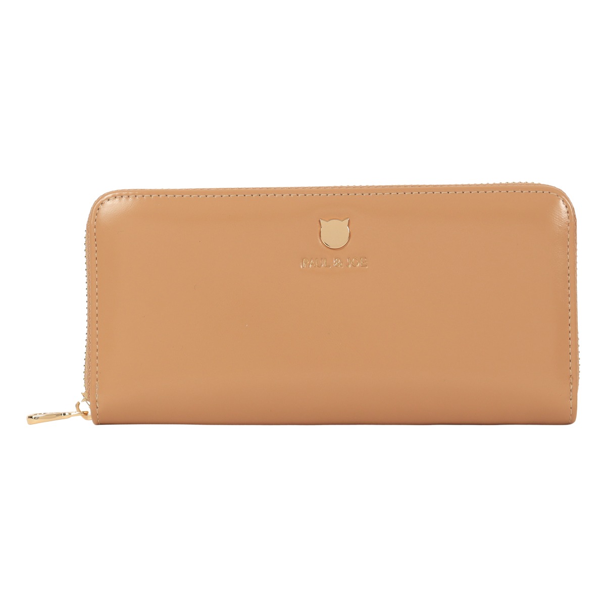 PAUL&JOE ACCESSOIRES ポールアンドジョーアクセソワ 長財布 ラウンドファスナー レディース スモールキャットフェイスメタル PJA-W1161 猫 ねこ ベージュ