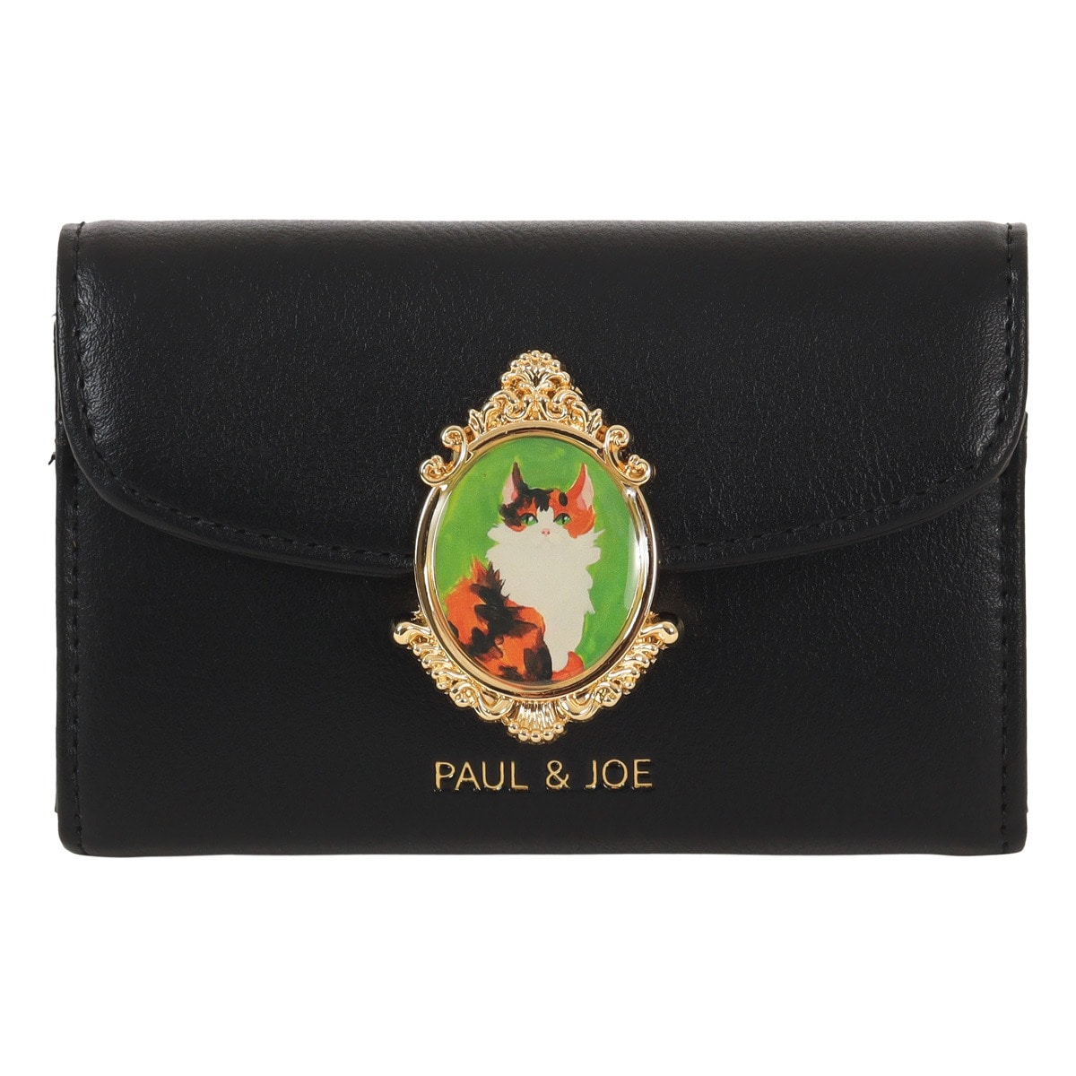 PAUL&JOE ACCESSOIRES ポールアンドジョーアクセソワ 名刺入れ キャットブローチ レディース PJA-W1174 カードケース 猫 ねこ ブラック