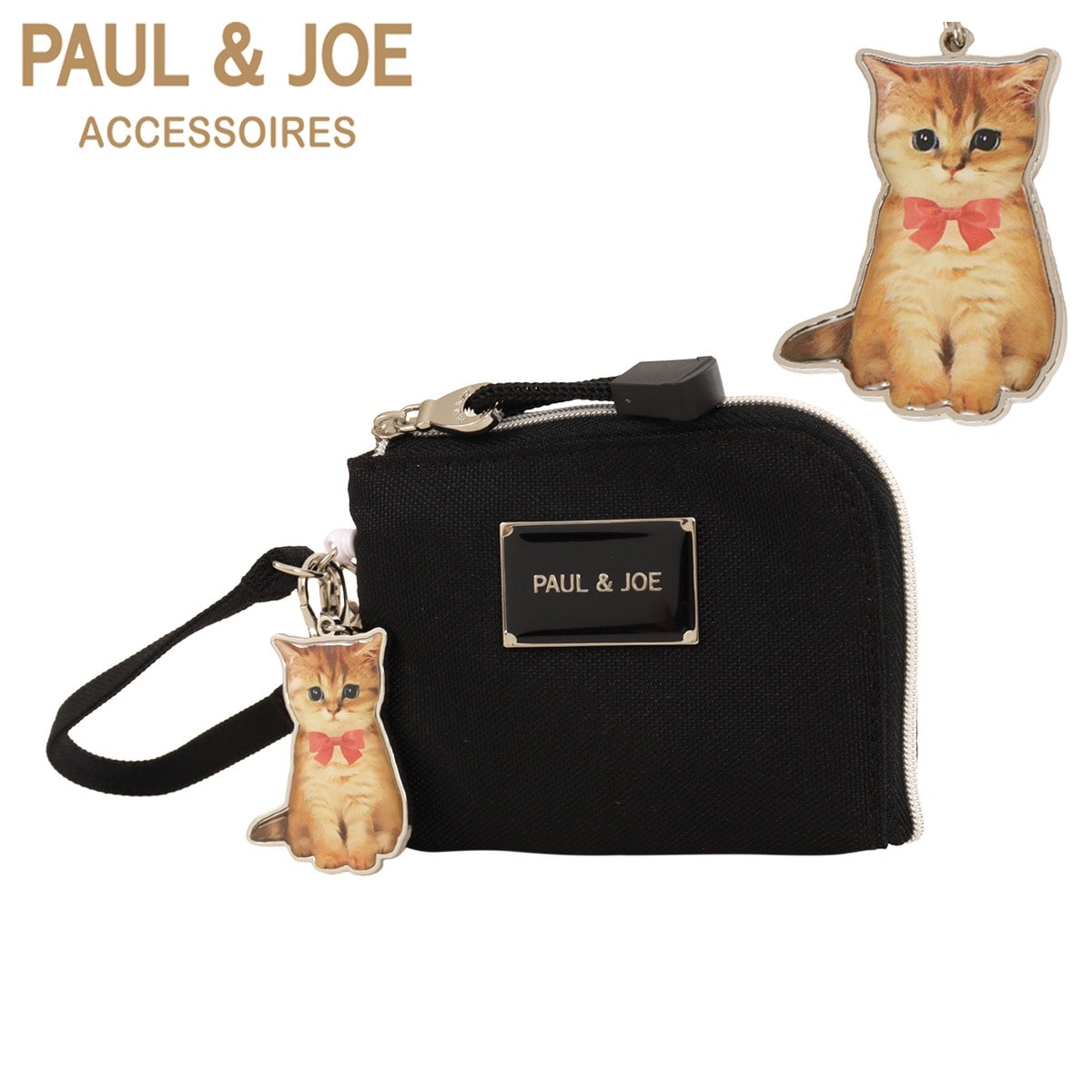 PAUL and JOE ACCESSOIRES ポールアンドジョーアクセソワ パスコインケース PJA-W1321 プレートメタル ブラック