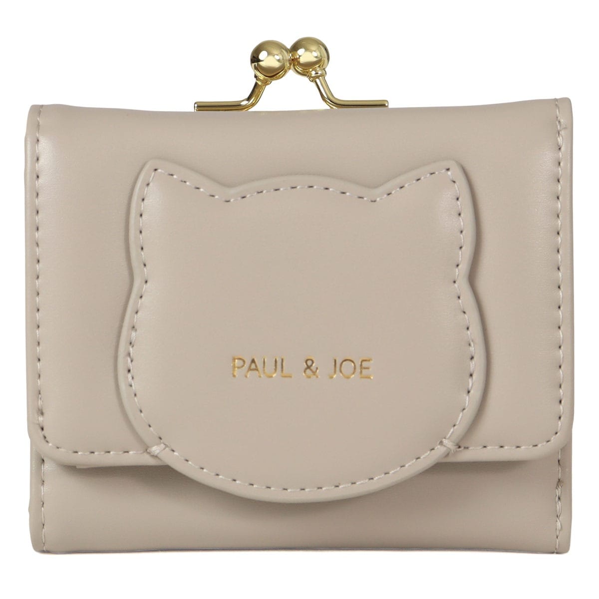 PAUL&JOE ACCESSOIRES ポールアンドジョーアクセソワ ミニ財布 がま口 猫 ねこ 三つ折り財布 ミニウォレット レディース PJA-W1361 CAT FACE キャットフェイス 口金 グレージュ