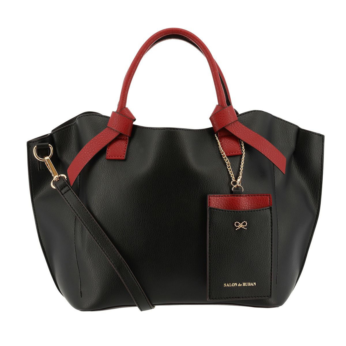 SALON de RUBAN サロン ド ルヴァン 2WAYハンドバッグ SRA-823 ブラック×レッド