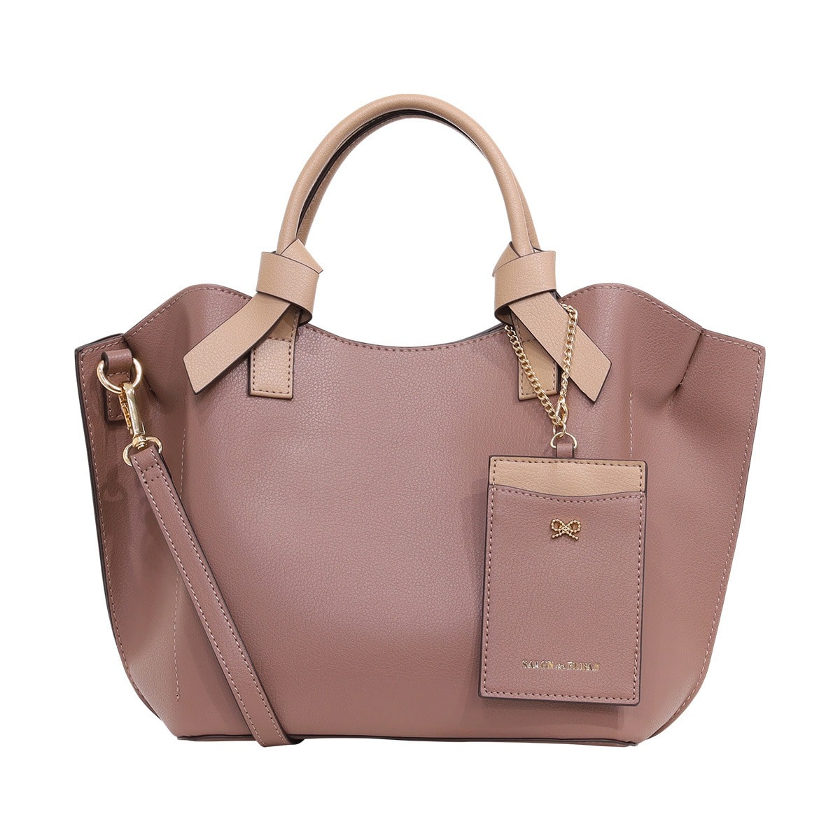 SALON de RUBAN サロン ド ルヴァン 2WAYハンドバッグ SRA-823 ダークピンク×ベージュ