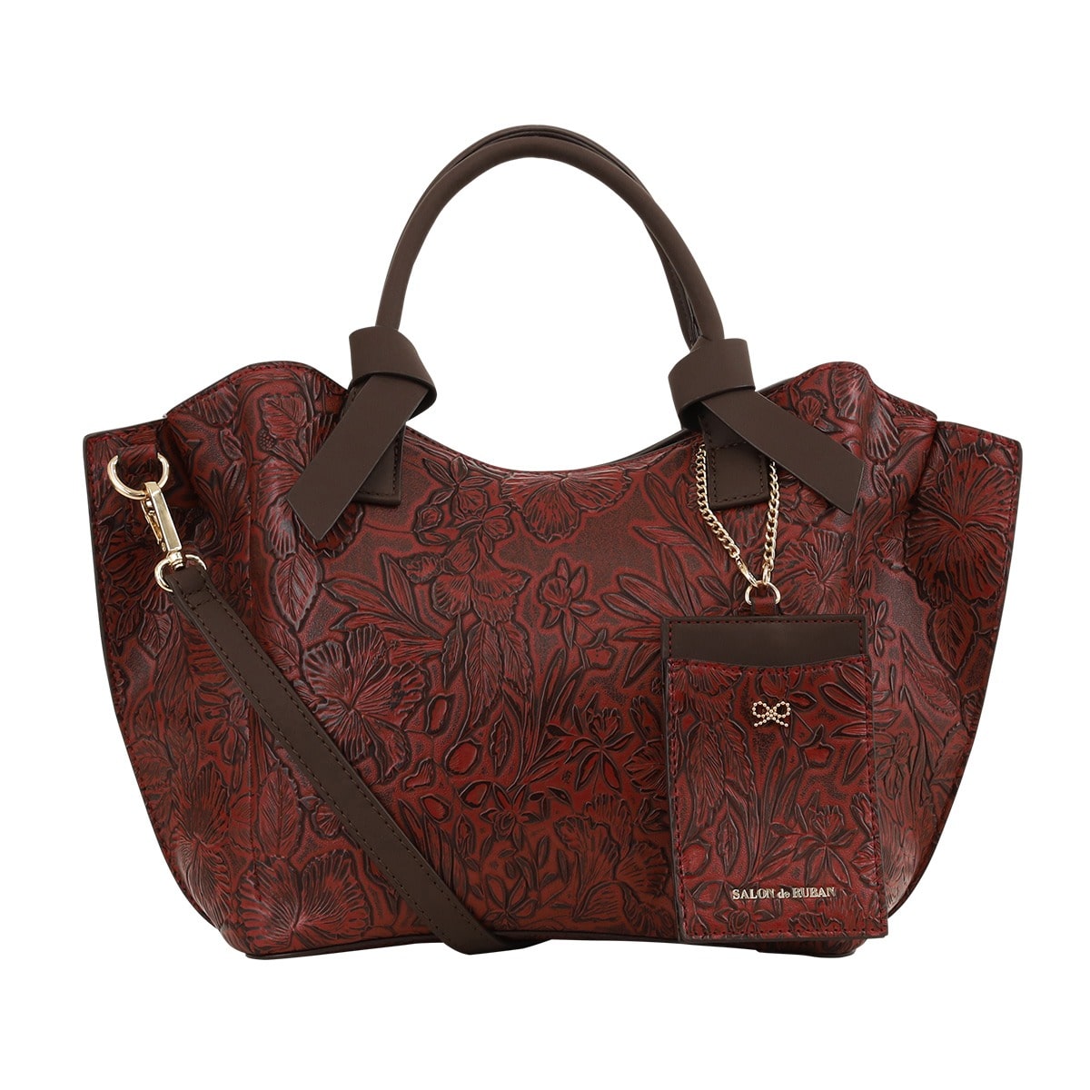 SALON de RUBAN サロン ド ルヴァン 2WAYハンドバッグ SRA-823 フラワーレッド