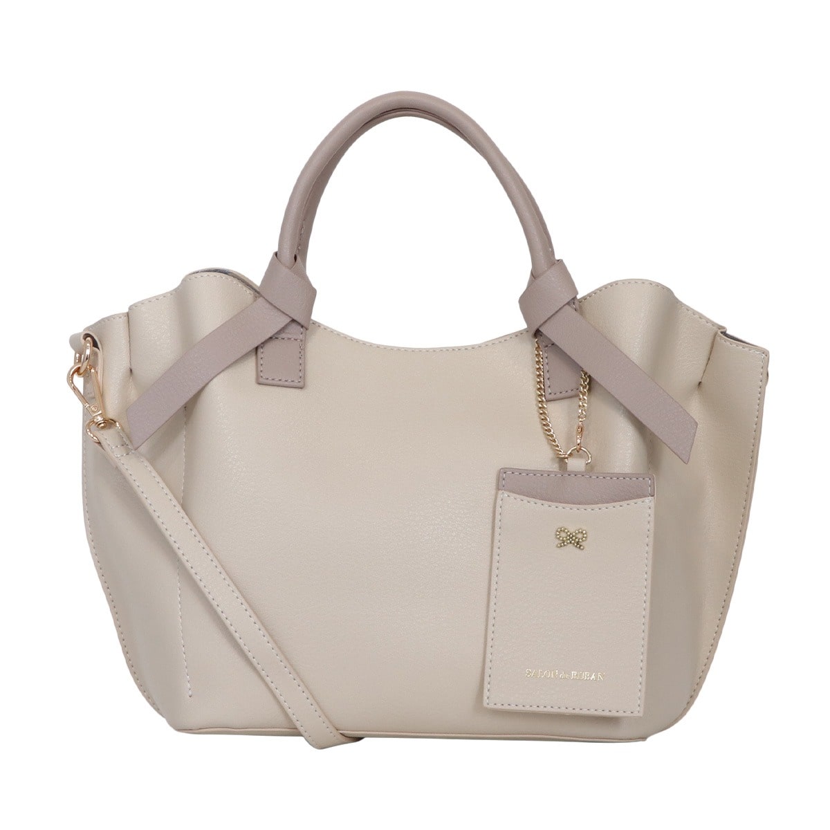 SALON de RUBAN サロン ド ルヴァン 2WAYハンドバッグ SRA-823 アイボリー×グレー