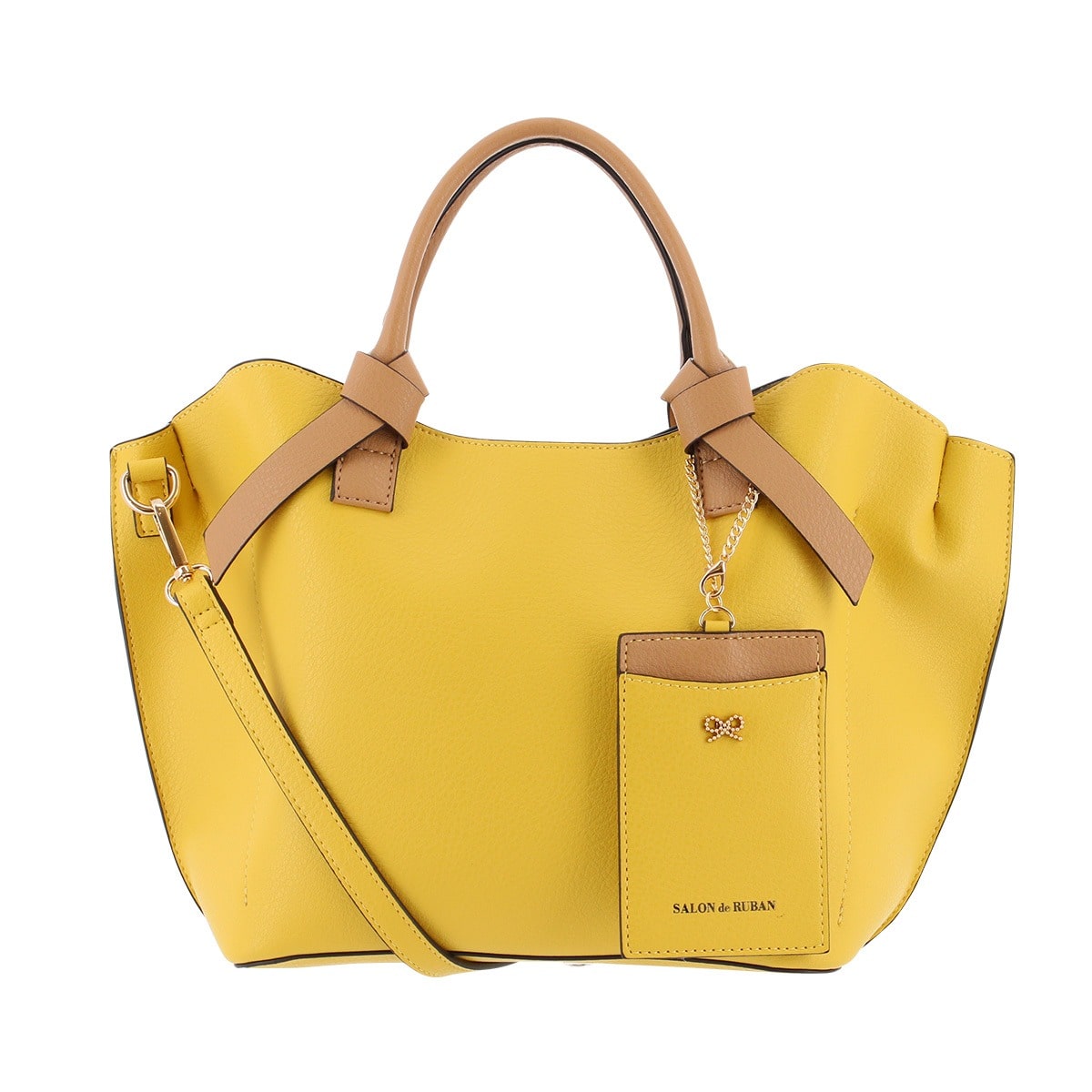 SALON de RUBAN サロン ド ルヴァン 2WAYハンドバッグ SRA-823 イエロー×キャメル