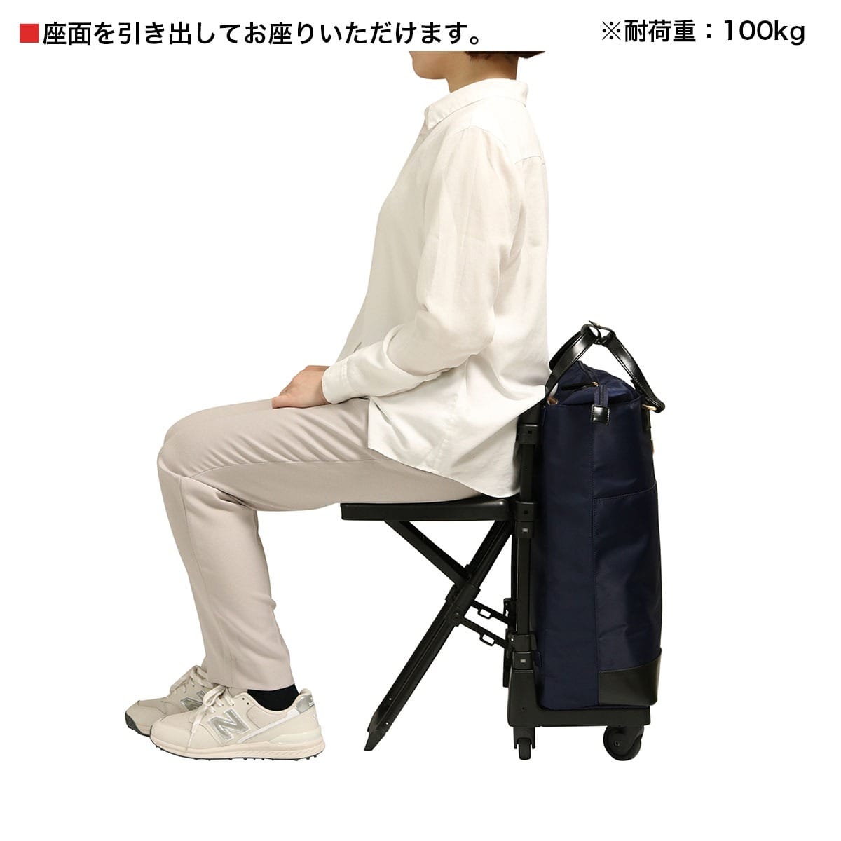 SWANY スワニー ショッピングキャリー 当社限定 19L 55cm 3.3kg 座面付き 座れる 静音 静か D-696 東京デリカオリジナル 静音設計 買い物バッグ コインロッカーサイズ 4輪ストッパー T2キャスター ネイビー 【69620】ネイビー -