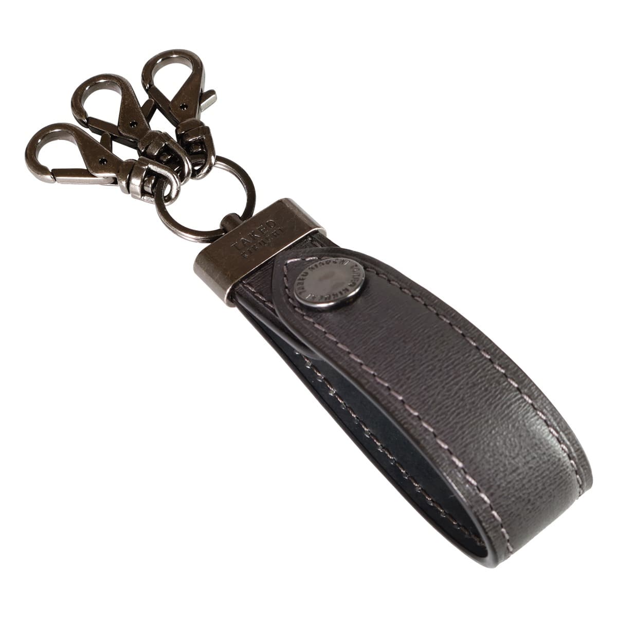 TAKEO KIKUCHI タケオ キクチ キーホルダー 鍵 ベルトループ 3連 ガンメタル メンズ 728691 マックス 期間限定カラー クリスマス ギフト プレゼント 牛革 本革 レザー グレー