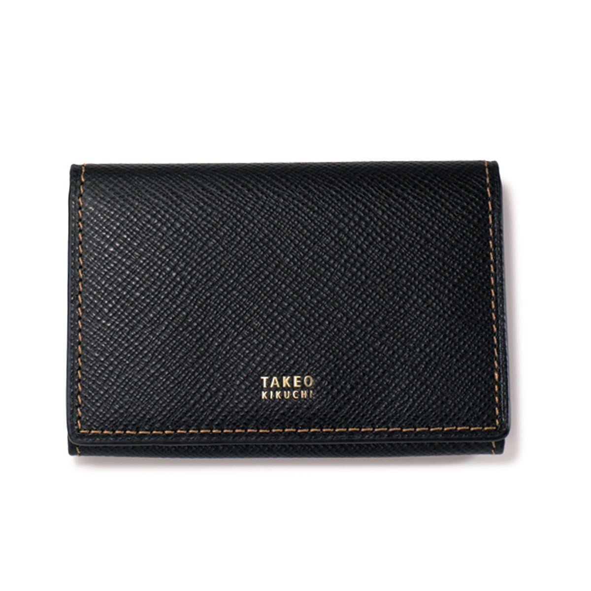 TAKEO KIKUCHI タケオ キクチ 名刺入れ 729623 パナマ ブラック×ゴールド