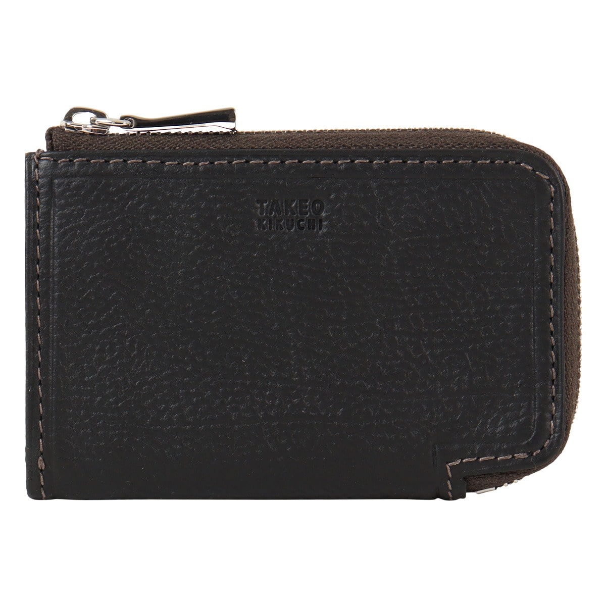 TAKEO KIKUCHI タケオ キクチ カードケース マルチケース コインケース 小銭入れ キーケース 小物入れ L字ファスナー メンズ 742631 クォーター 牛革 本革 レザー ブラック