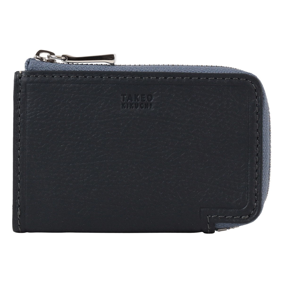 TAKEO KIKUCHI タケオ キクチ カードケース マルチケース コインケース 小銭入れ キーケース 小物入れ L字ファスナー メンズ 742631 クォーター 牛革 本革 レザー ネイビー