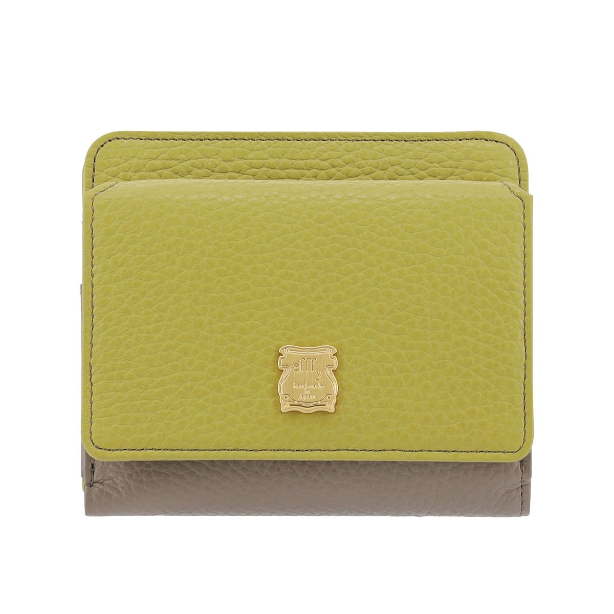 efffy エフィー 二つ折り財布 レディース TK1-088 札入れ BOX型小銭入れ 牛革 日本製 ライム