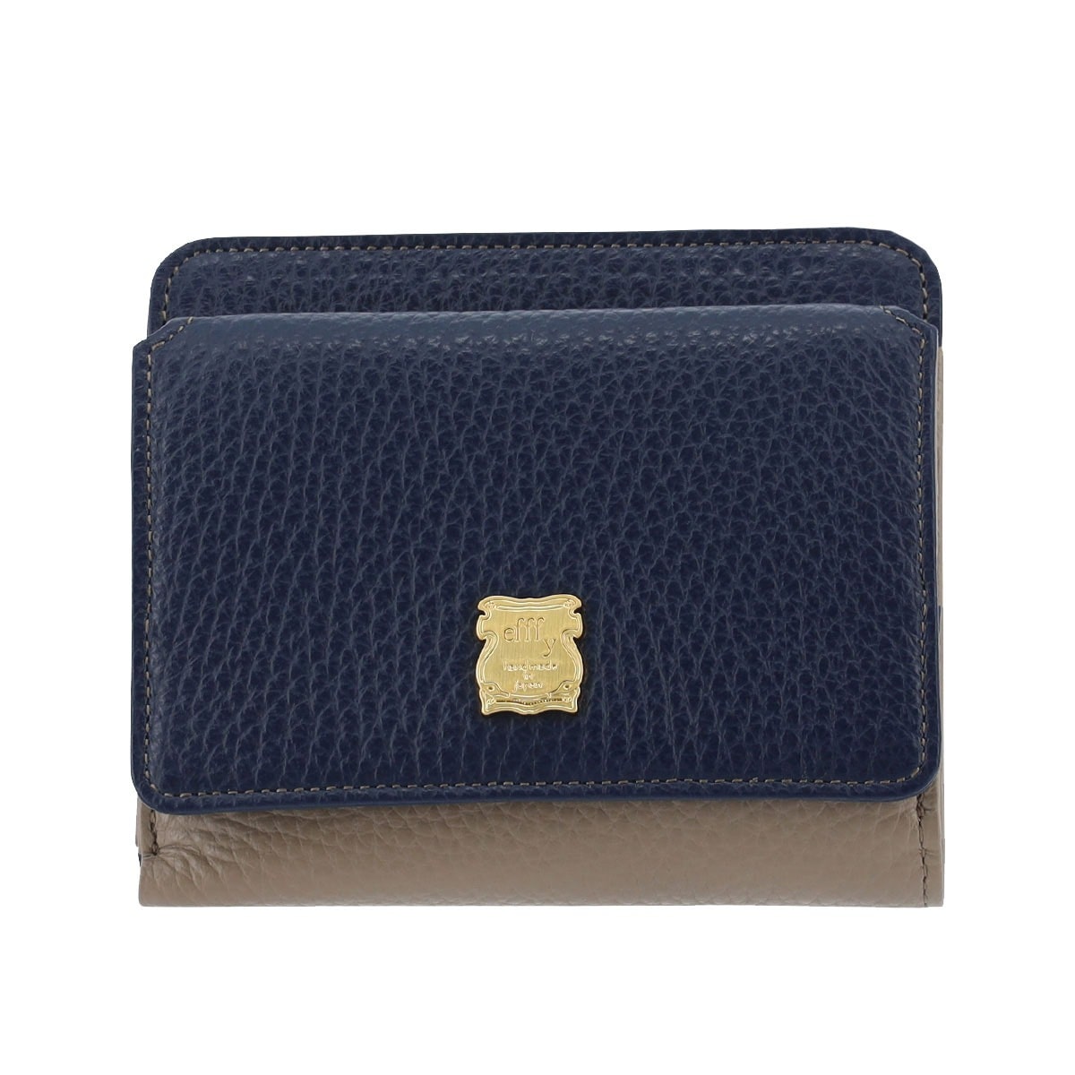 efffy エフィー 二つ折り財布 レディース TK1-088 札入れ BOX型小銭入れ 牛革 日本製 ネイビー