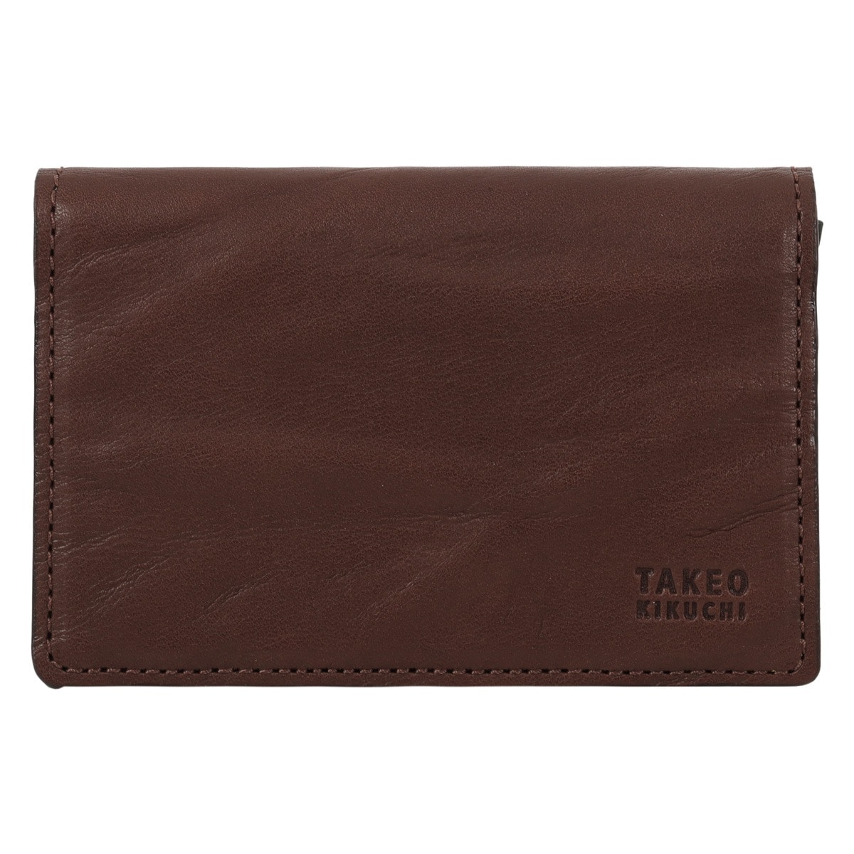 TAKEO KIKUCHI タケオ キクチ 通しマチ名刺入れ 本革 通しマチ メンズ tkw-00351 スクイーズ チョコ