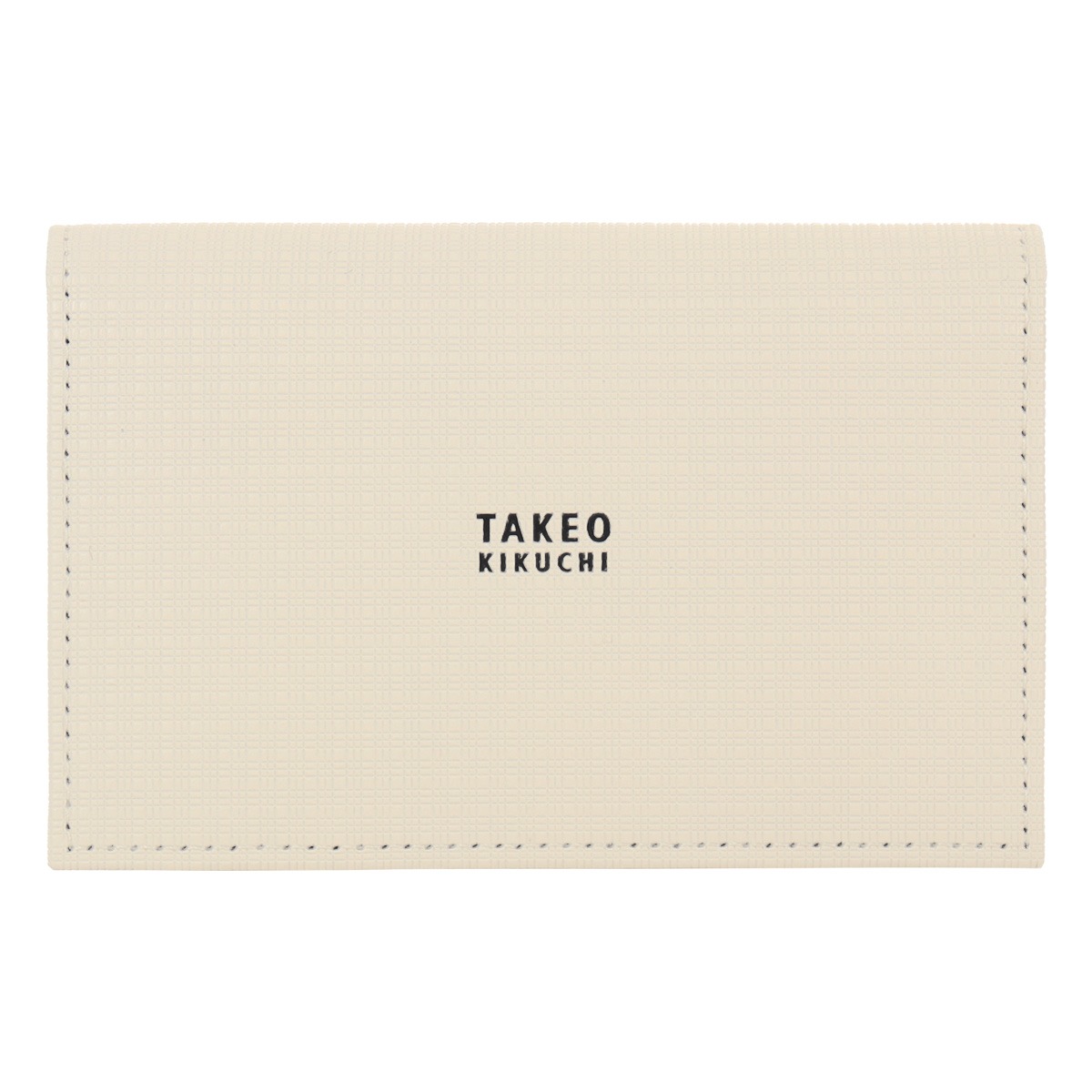 TAKEO KIKUCHI タケオ キクチ 通しマチ名刺入れ 本革 薄型軽量 メンズ 日本製 tkw-00551 トリプルエンボス シロ