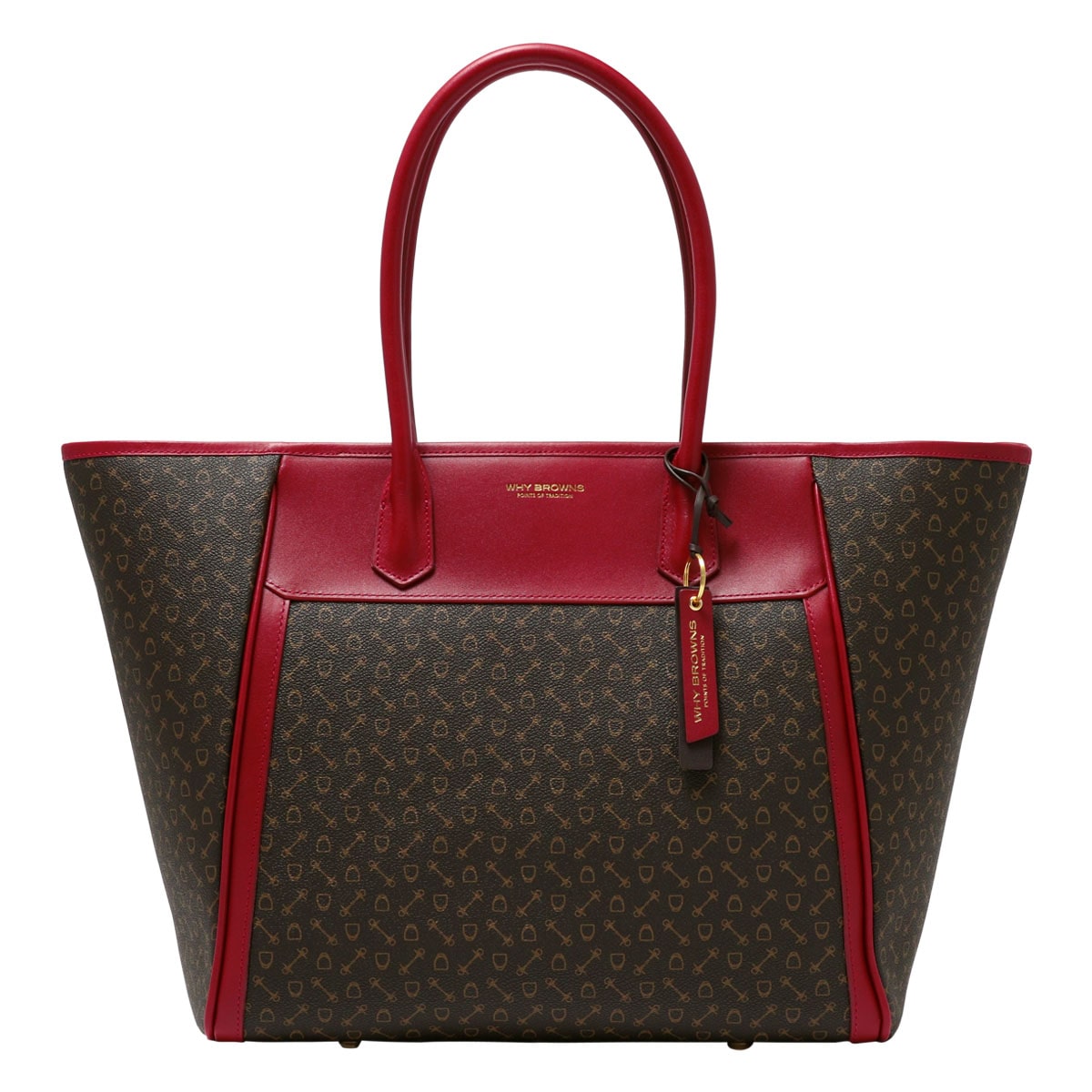 Why ホワイ トートバッグ 832001 ブラウン×レッド