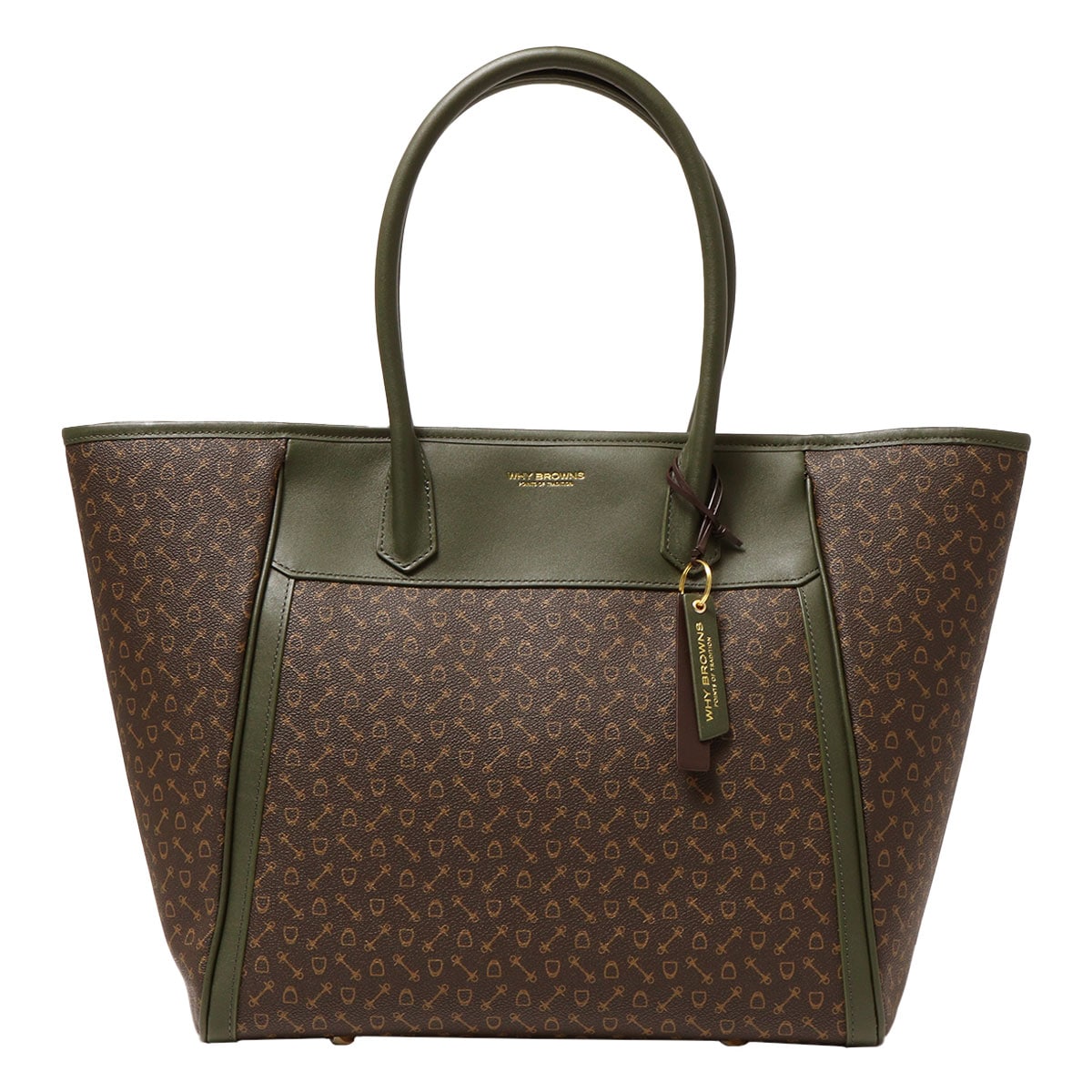Why ホワイ トートバッグ 832001 ブラウン×グリーン