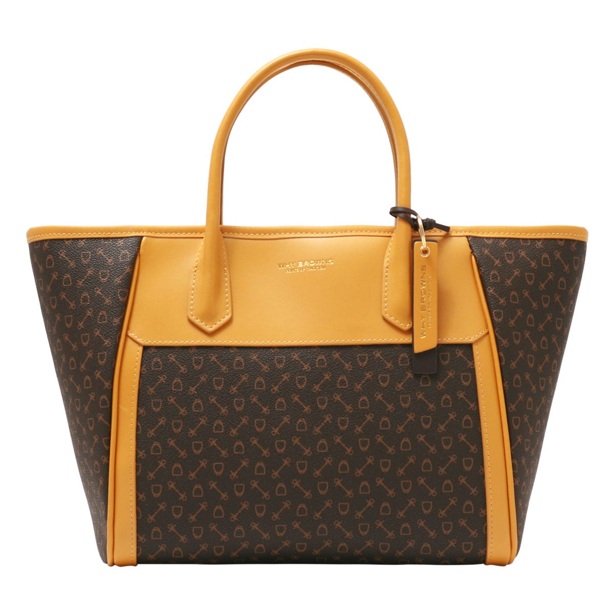 Why ホワイ トートバッグ 832004 ブラウン×イエロー