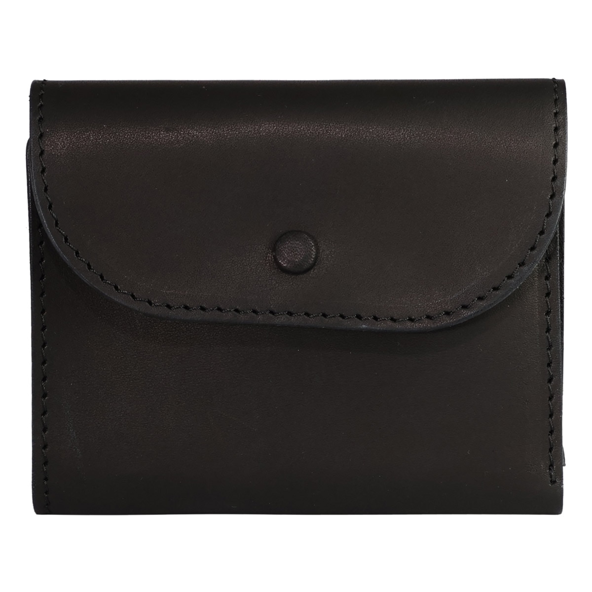 YUFU ユフ 二つ折り財布 牛革 フラップ 日本製 YI24-WL-02S ナチュラルレザー レザー 札入れ 小銭入れ カード入れ お守り ブラック