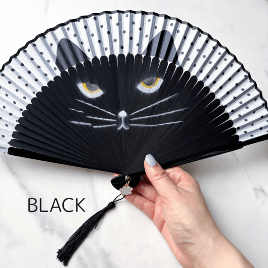NEKOKAZE ネコの涼風扇子 ブラック