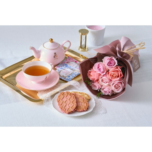 お中元 夏ギフト ホシファーム フリルブーケ8本スイート&ニナスシークレットガーデンティータイム 6個 メーカー直送 / ダージリン ジャスミン インペリアル ティーバッグ 高級 フランス 花とお菓子 紅茶 ギフト 敬老の日 送料無料