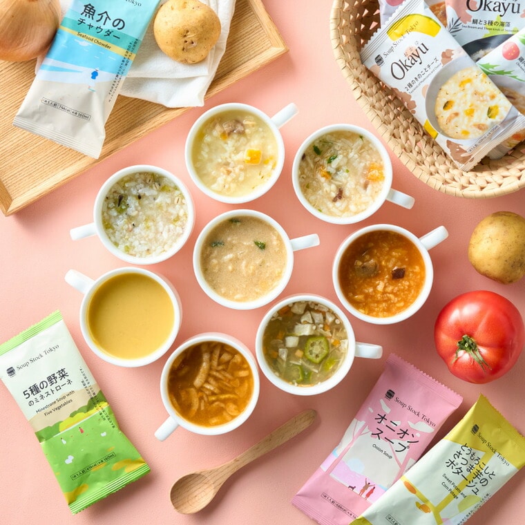 お中元 夏ギフト 高島屋 法人事業部 セレクト スープストックトーキョー スープとOkayuの8種セット8個入 / 高島屋 ギフトセット スープ おかゆ フリーズドライ 個包装 手土産 引越し 挨拶 出産 結婚 お返し贈答品 写真入り メッセージカード JGS