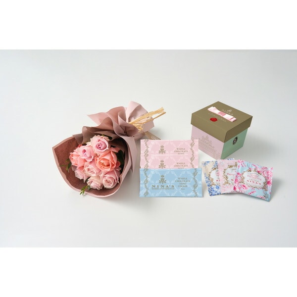 お中元 夏ギフト ホシファーム フリルブーケ8本スイート&ニナスシークレットガーデンティータイム 6個 メーカー直送 / ダージリン ジャスミン インペリアル ティーバッグ 高級 フランス 花とお菓子 紅茶 ギフト 敬老の日 送料無料