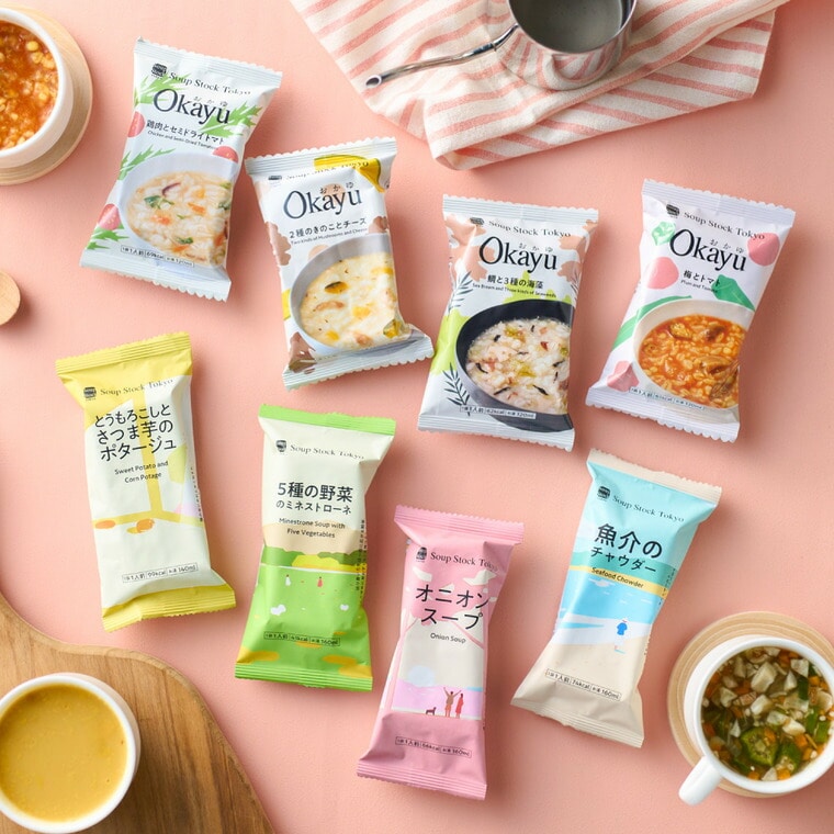 お中元 夏ギフト 高島屋 法人事業部 セレクト スープストックトーキョー スープとOkayuの8種セット8個入 / 高島屋 ギフトセット スープ おかゆ フリーズドライ 個包装 手土産 引越し 挨拶 出産 結婚 お返し贈答品 写真入り メッセージカード JGS