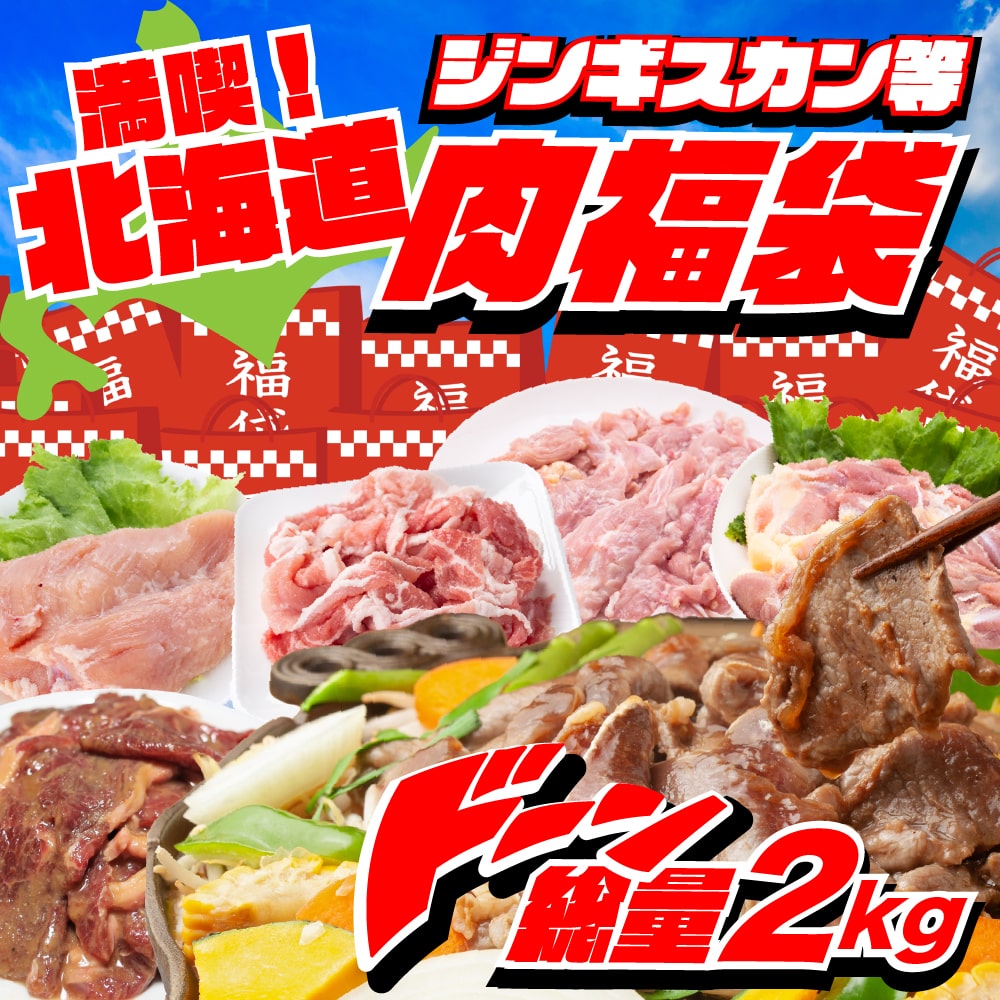 【北海道】 満喫セット!【お肉 福袋】 大容量 2kg以上 北海道 産直 豚肉 鶏肉 BBQ バーベキュー 焼肉 盛り合わせ パーティー
