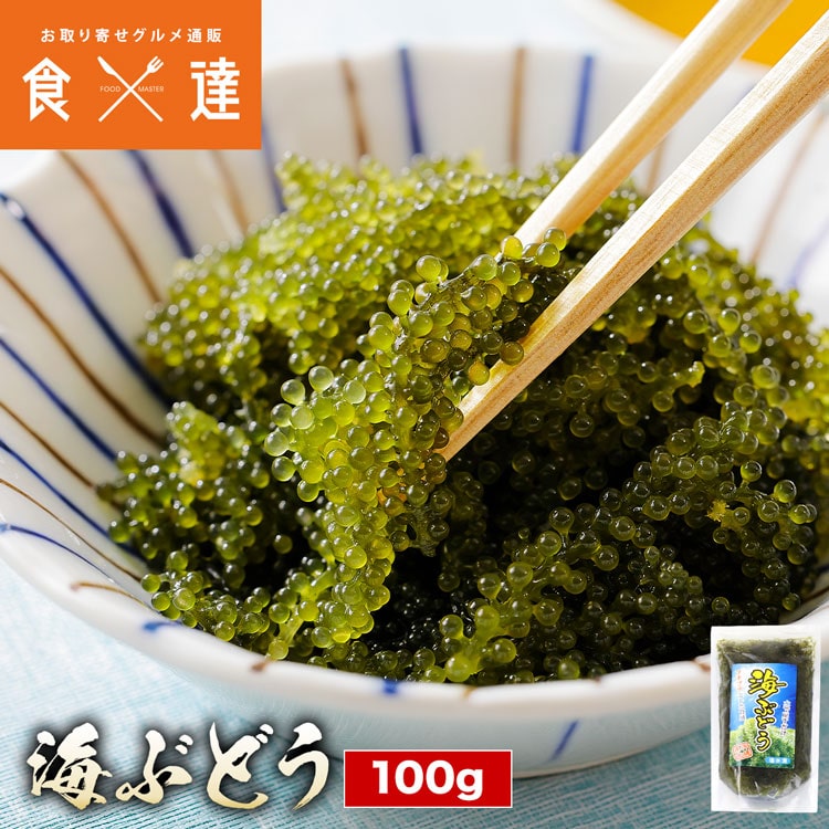 海ぶどう 100g 塩水漬け 常温 沖縄産 メール便 取り寄せ クビレズタ サラダ 海鮮丼 おつまみ 水で戻すだけ