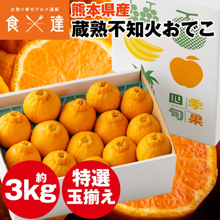 不知火 3kg 化粧箱 熊本県産 玉揃え蔵熟 おでこ 特選 しらぬい しらぬひ 産直 常温便 同梱不可 指定日不可
