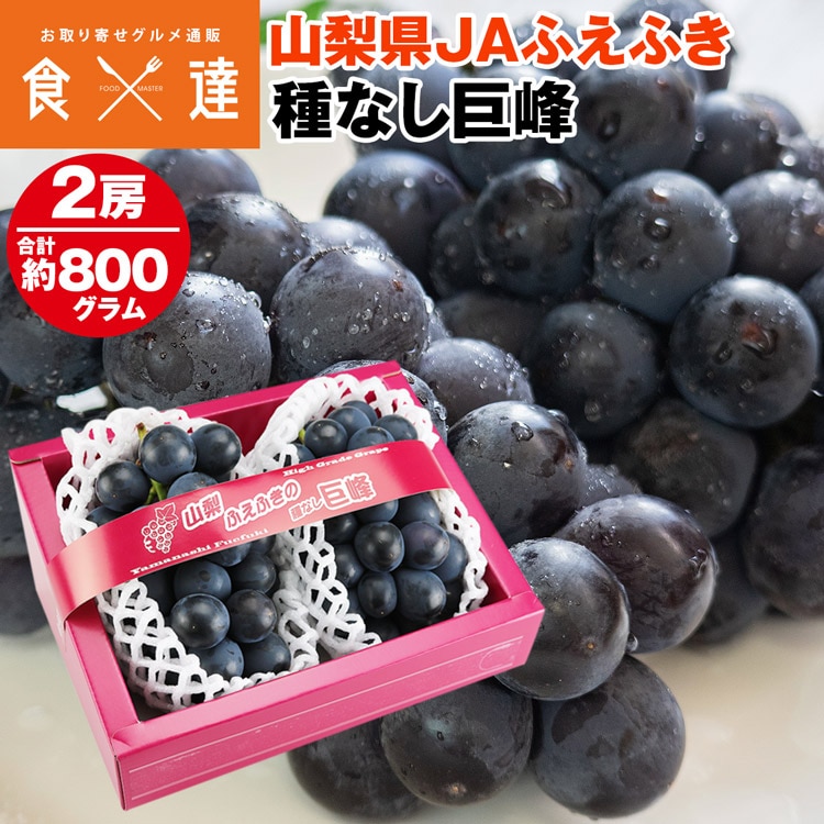 巨峰 種なし JAふえふき 2房 約800g (約400g×2) ぶどう 山梨県産 ブドウ 葡萄 冷蔵便 同梱不可 指定日不可