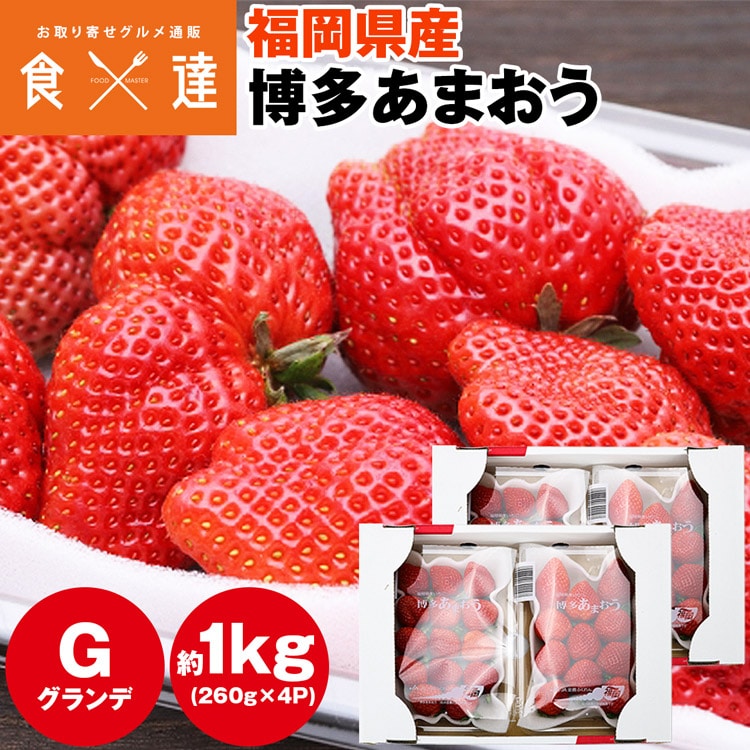 あまおう いちご 福岡 ご家庭用 G 4パック 約1kg (1パック約260g) 博多あまおう グランデ イチゴ 苺 冷蔵便 同梱不可 指定日不可