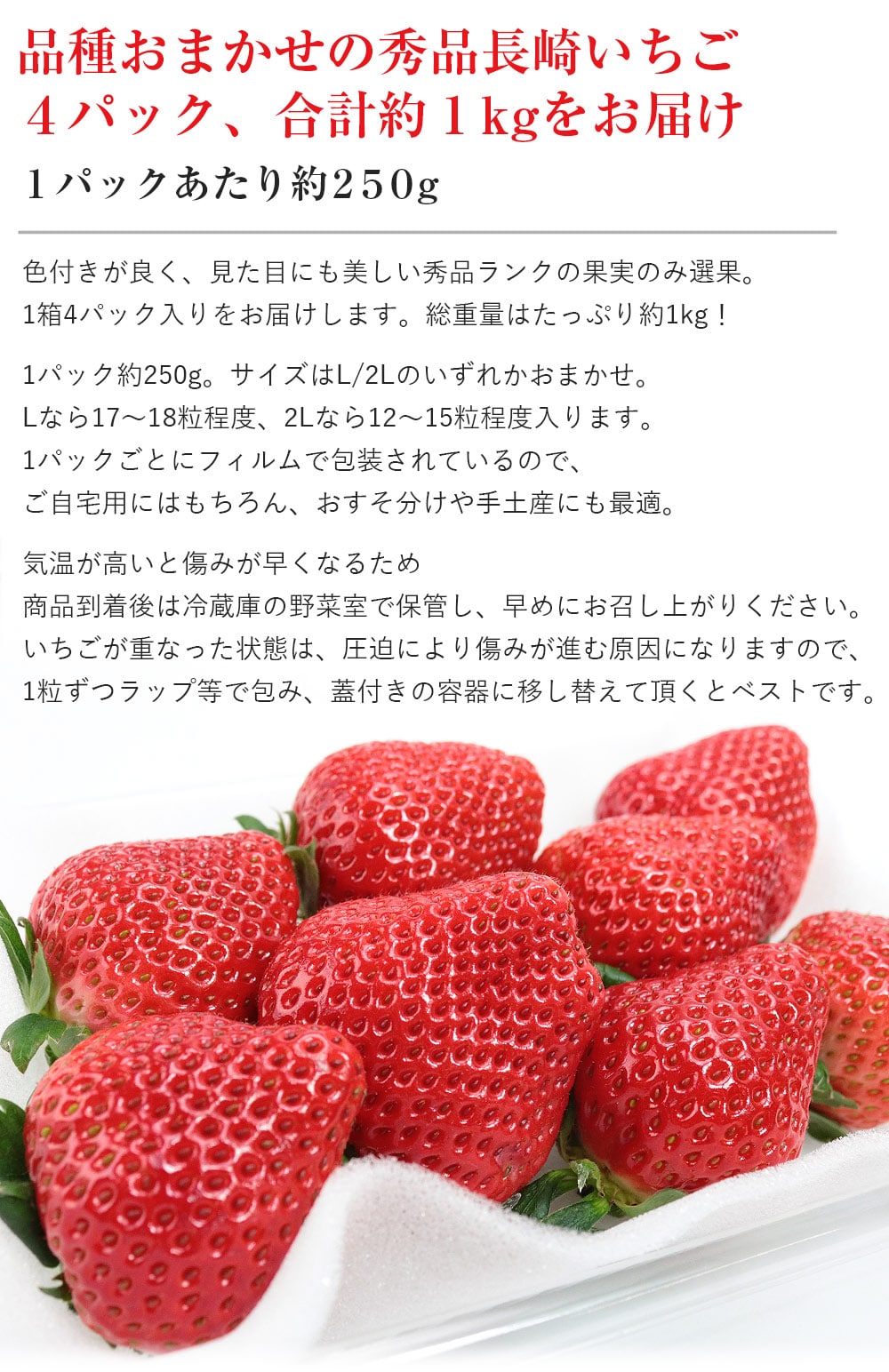 長崎いちご 長崎県産 4パック 約1kg (1パック約250g×4) ゆめのか 恋