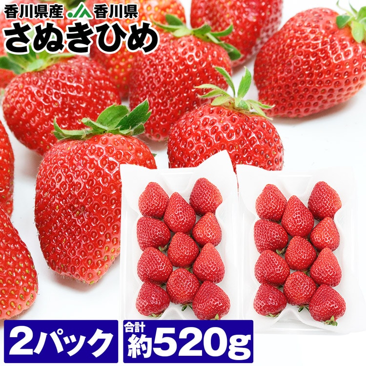 さぬきひめ いちご 2パック 合計約520g 香川県産 イチゴ 苺 さぬき姫 JA香川県 冷蔵便 同梱不可 指定日不可