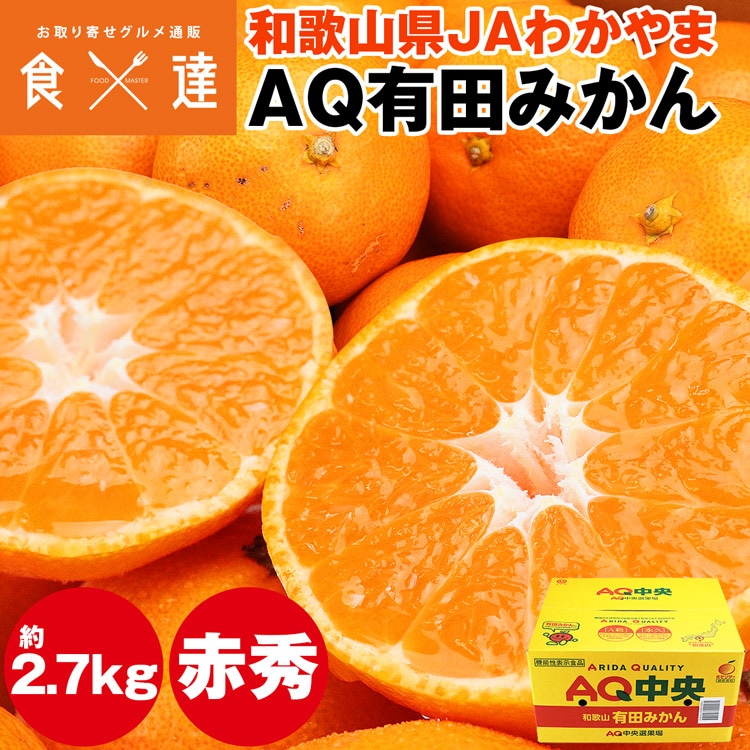 有田みかん 2.7kg 和歌山県産 赤秀品 S/M/Lサイズ JAわかやま 高糖度 常温便 同梱不可 指定日不可 ミカン 蜜柑